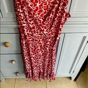Red & white flare dress knee length